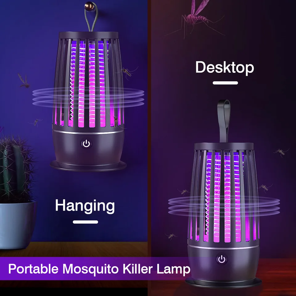 1Pc Rechargeable Mosquito Killer Lamp Bug Zapper With Night Light Strap Mosquito Catcher With Max 1615Square Feet Range UV Light For Indoor Outdoor view 3