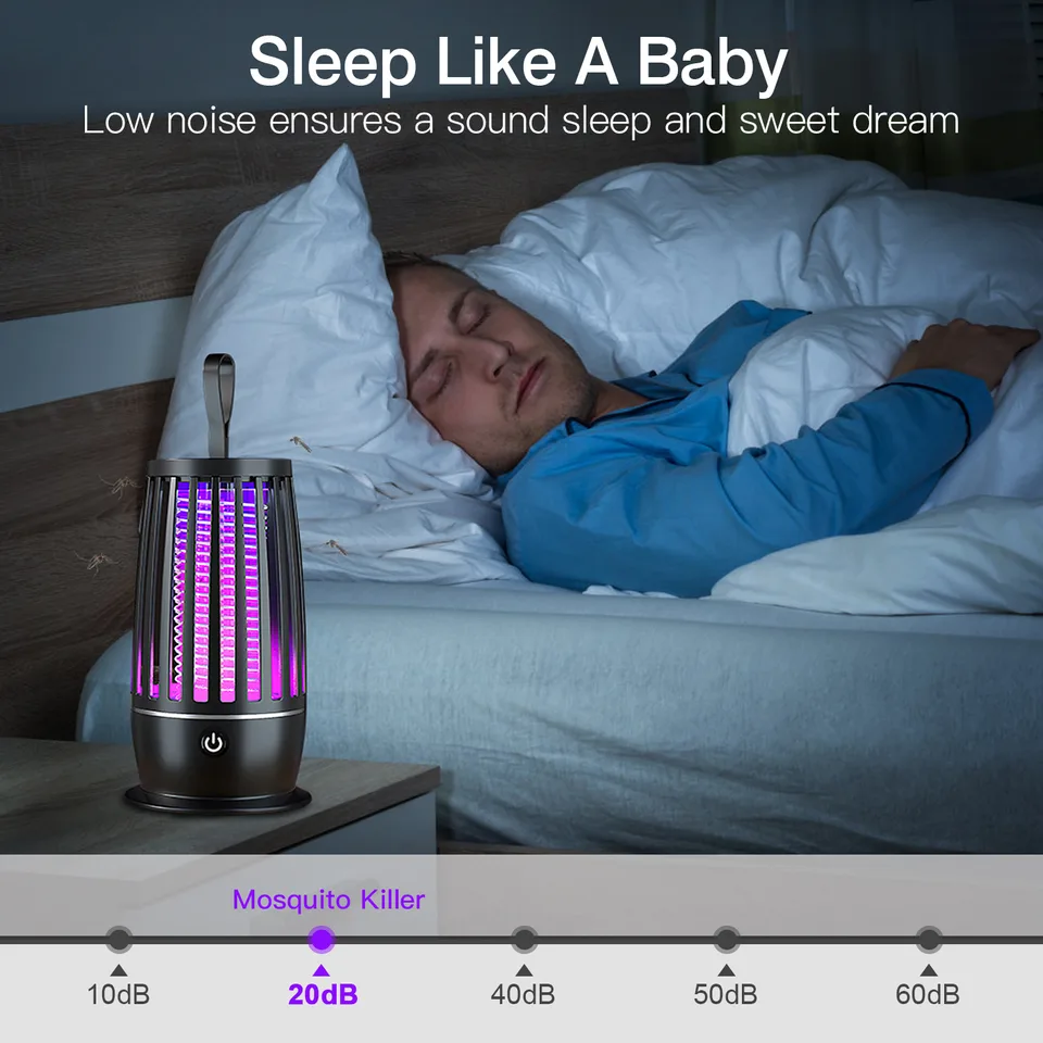 1Pc Rechargeable Mosquito Killer Lamp Bug Zapper With Night Light Strap Mosquito Catcher With Max 1615Square Feet Range UV Light For Indoor Outdoor view 2