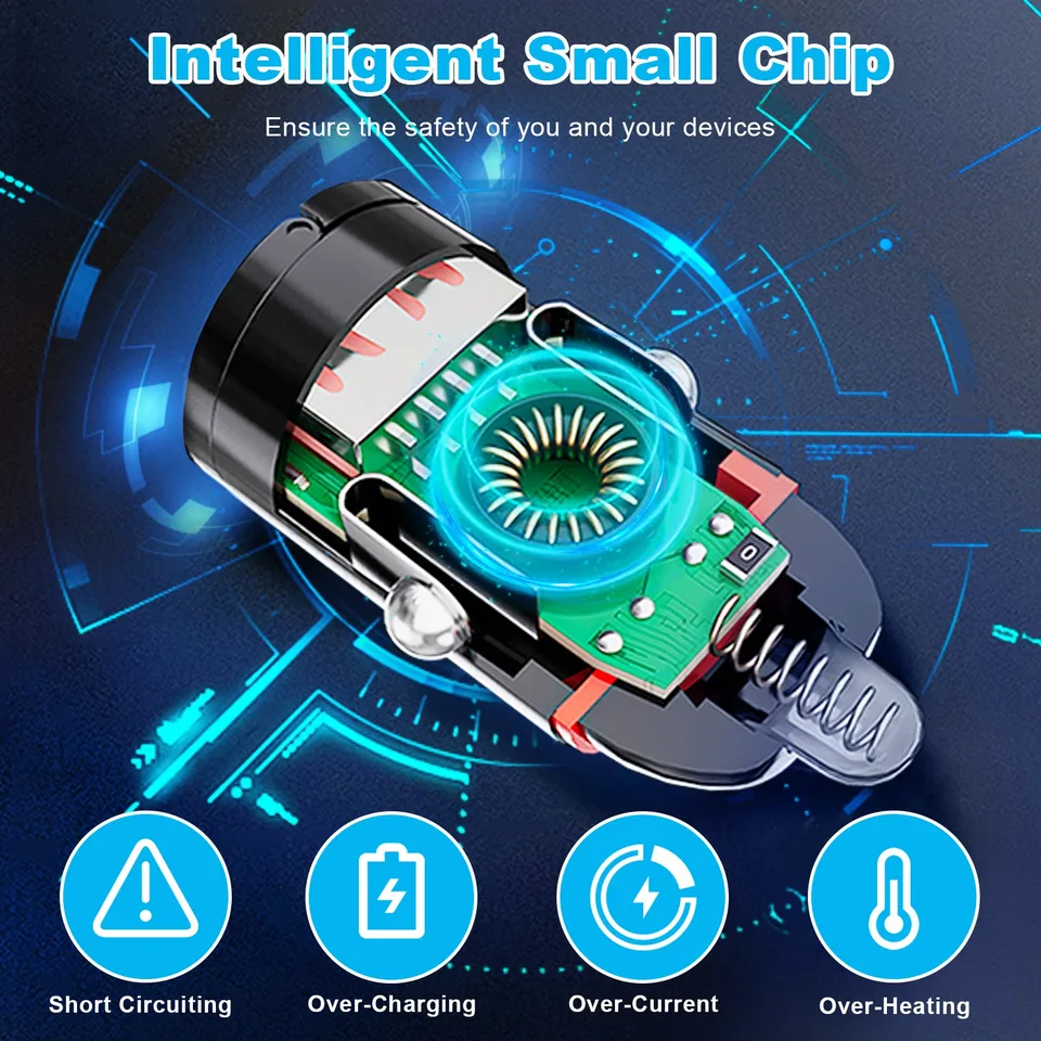 2 Pcs 1,00W USB TypeC Car Charger QC4.0 PD3.0 USB Fast Charging Adapter Dual Port Car Cigarette Lighter Compatible With Phone Pad view 2