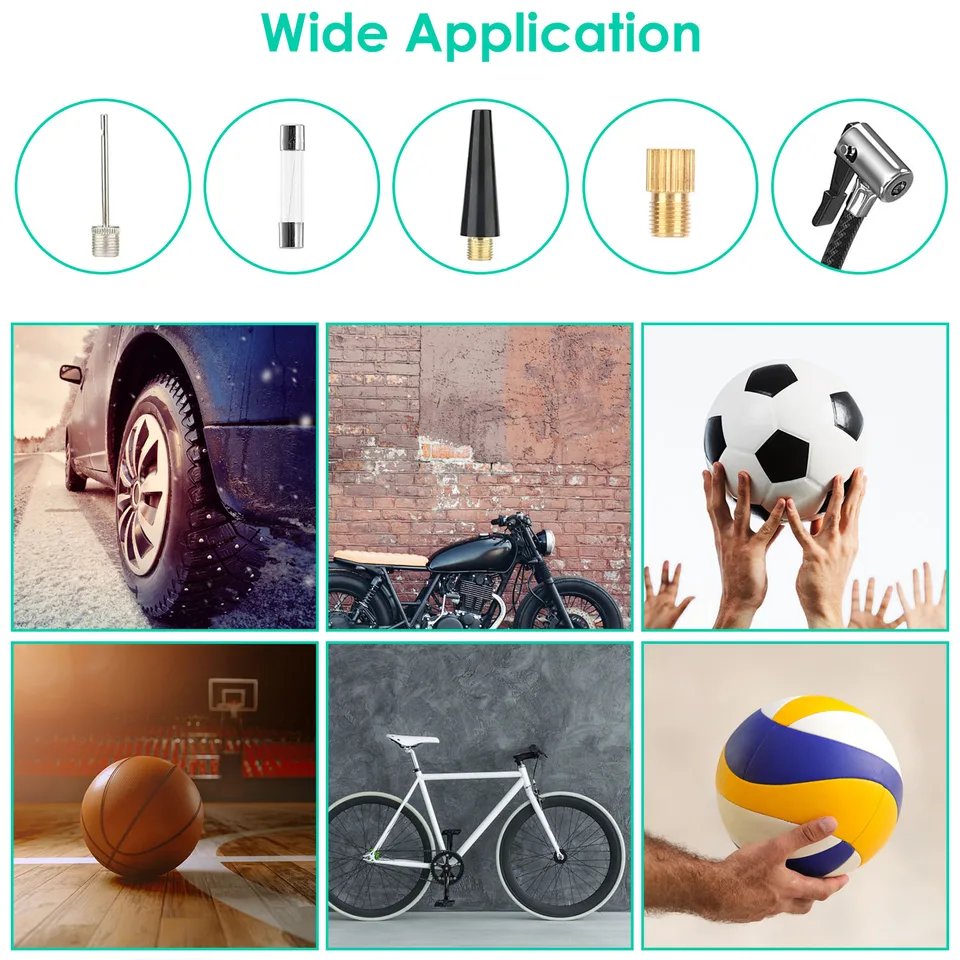 1 Pc Portable Tire Inflator 120 PSI Maximum 90W Powered Tire Inflator With Digital Display LED Light Inflatable Nozzle Needle Fuse Air view 4
