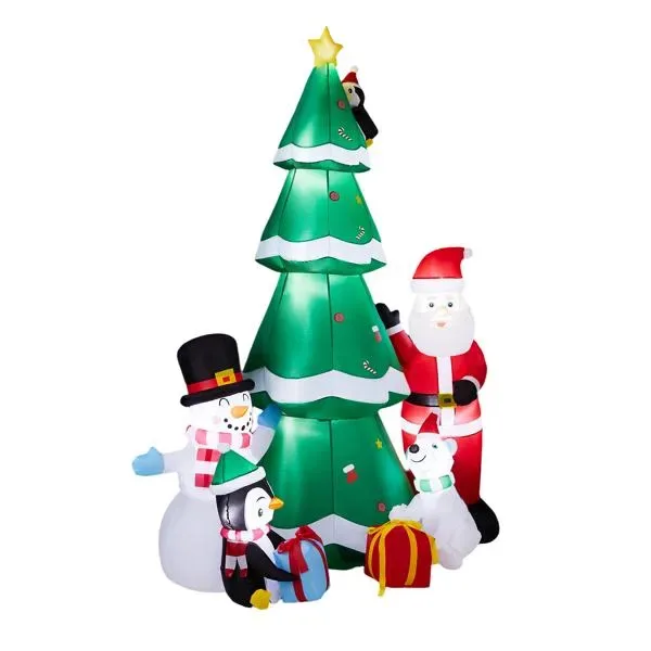 7.5FT Lighted Christmas Inflatable Decoration, Inflatable Christmas Tree With Santa And Snowman, Funny Blow Up Yard Decorations With view 4