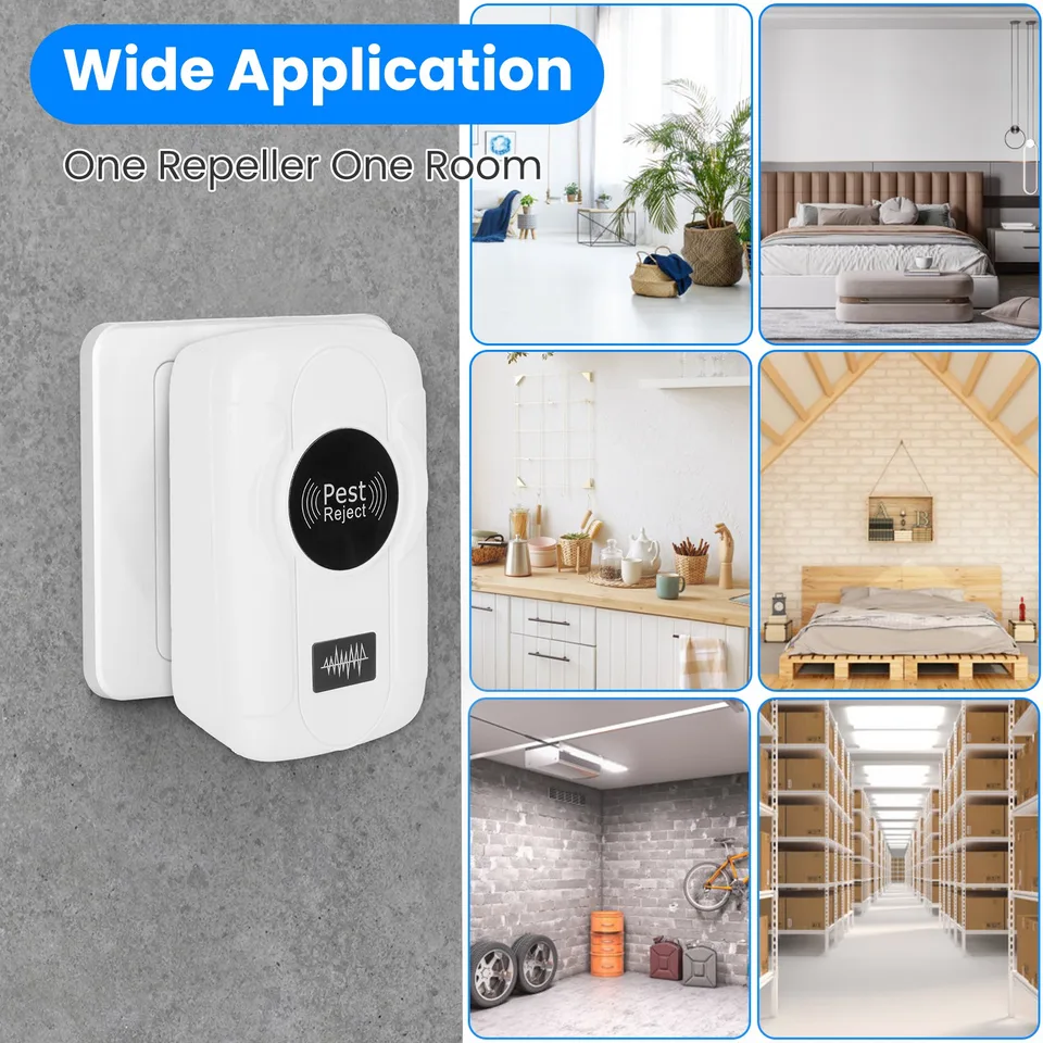 6 Pack 32-120KHz Ultrasonic Insect Repellent Indoor Plug In Bug Repellent Mosquito Roaches Mice Control With 3 Modes For Bedroom Garage view 2