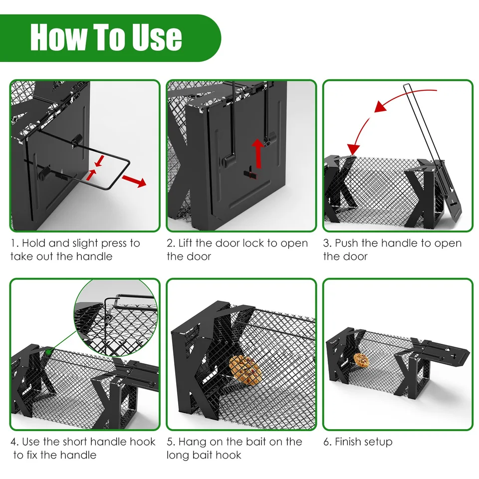 2 Pcs Rat Traps Humane Live Mouse Cage Easy To Catch And Release For Voles Rats Mice Rodents Hamsters Reusable Indoor Outdoor Use view 3
