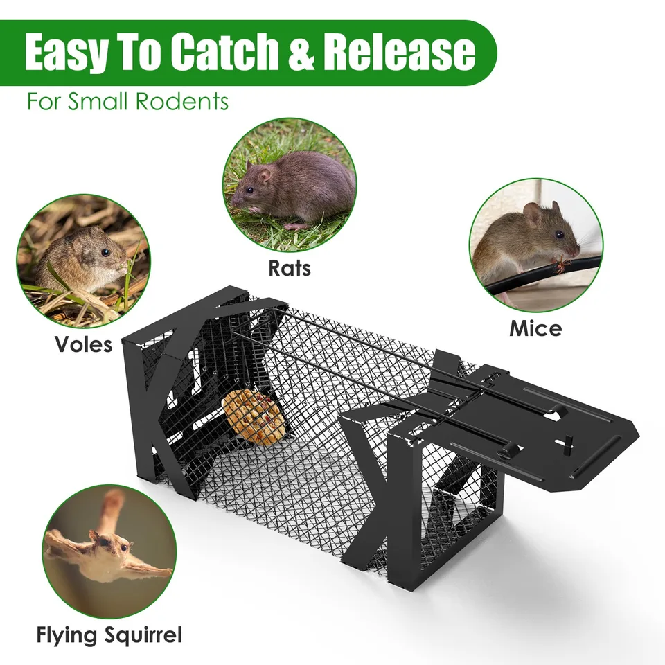 2 Pcs Rat Traps Humane Live Mouse Cage Easy To Catch And Release For Voles Rats Mice Rodents Hamsters Reusable Indoor Outdoor Use view 4