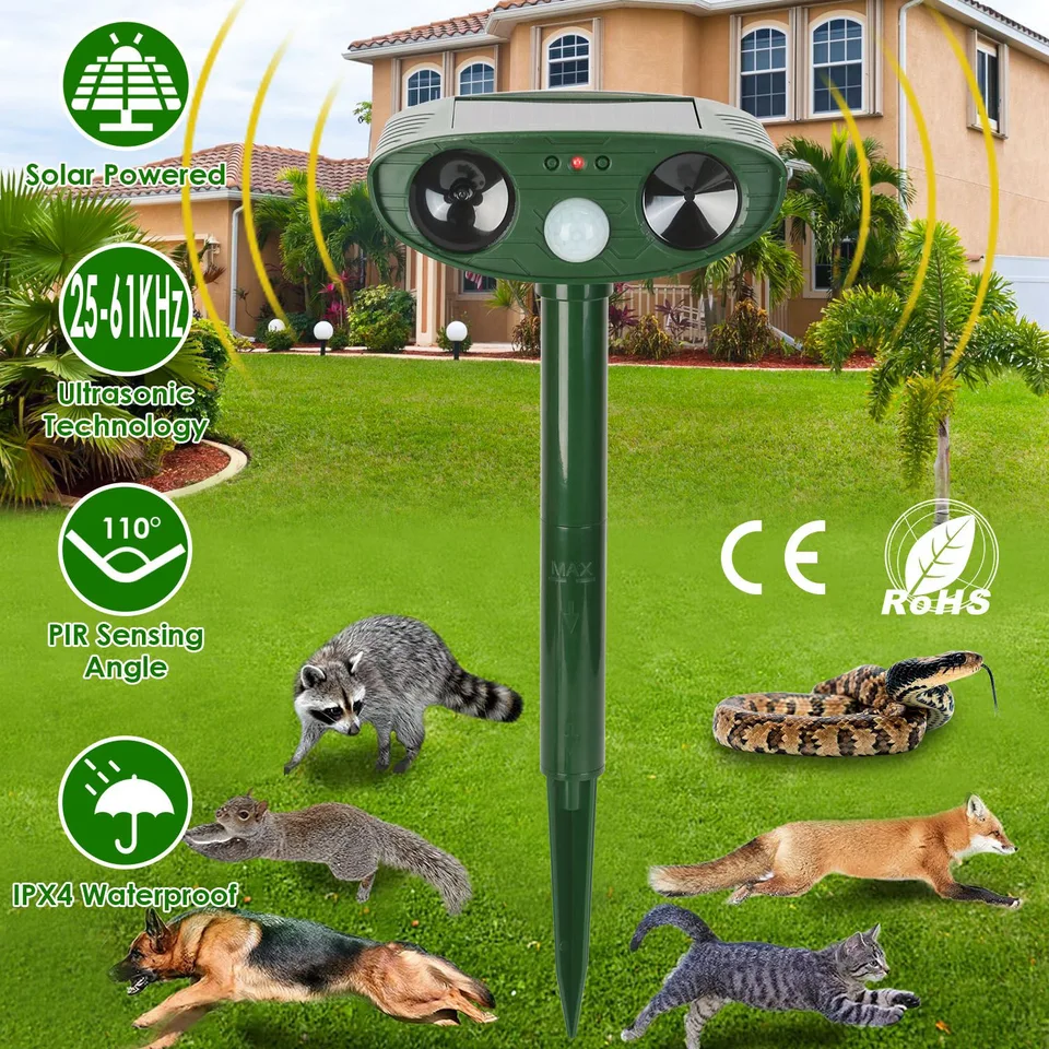 1 Pc Solar Ultrasonic Animal Repeller PIR Motion Sensor Animal Repellent Chaser IPX4 Waterproof For Farm Garden Yard To Drive Raccoon view 4