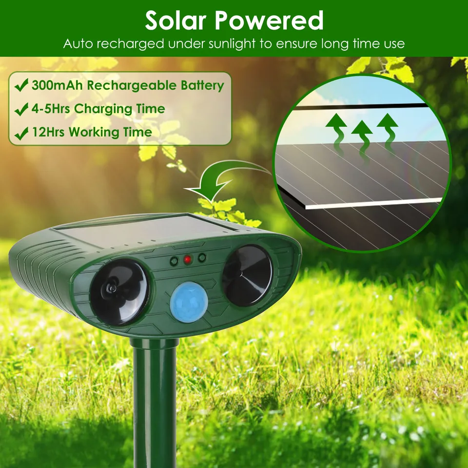 1 Pc Solar Ultrasonic Animal Repeller PIR Motion Sensor Animal Repellent Chaser IPX4 Waterproof For Farm Garden Yard To Drive Raccoon view 2