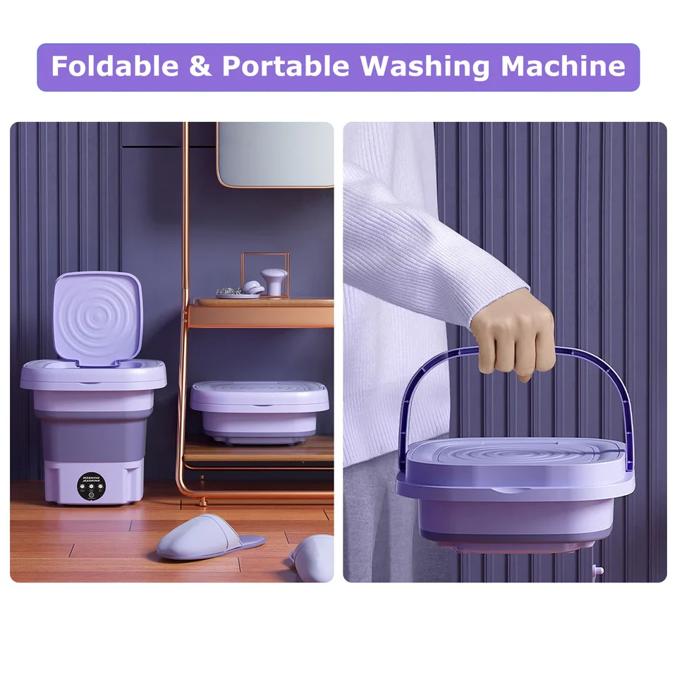 1Pc Portable Washing Machine Foldable Laundry Machine With Detachable Drain Basket 3 Modes Electric Clothes Washer For Underwear Socks Towels Baby Clothes view 3