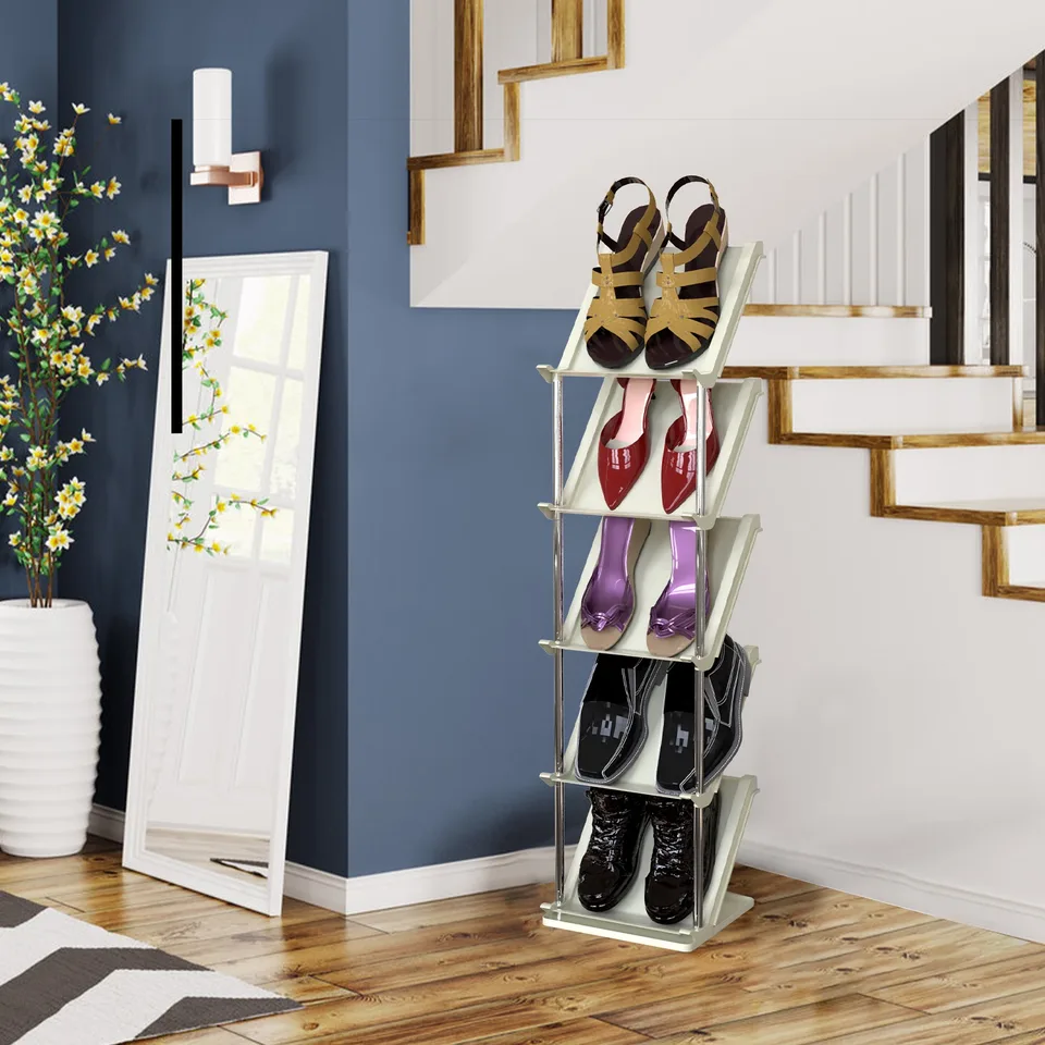 8 Tier Vertical Shoe Rack Narrow Free Standing Storage Organizer For Entryway Space-Saving Stackable Shoe Holder Corner Shoe Tower For view 3