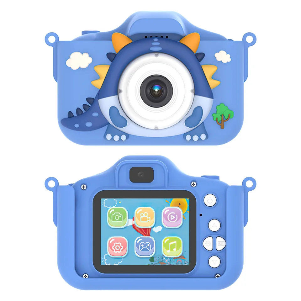 Pink-Blue Options -- 1Pc Dinosaur Kids Selfie Camera Cartoon Camera 48MP 1080P HD Digital Camera With Cartoon Case Card Reader 32G MMC Card For Boys Girls Above Aged 6 Years Old view 2