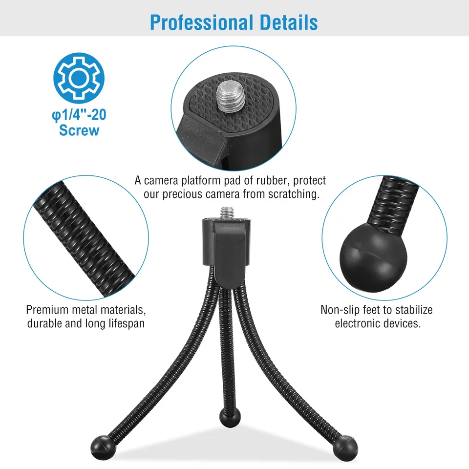 Tripod Stand For Camera Mini Projector Flexible Tripod Holder Heavy Duty Camera Tabletop Mount With Anti-slip Feet For Photograph Recording view 4
