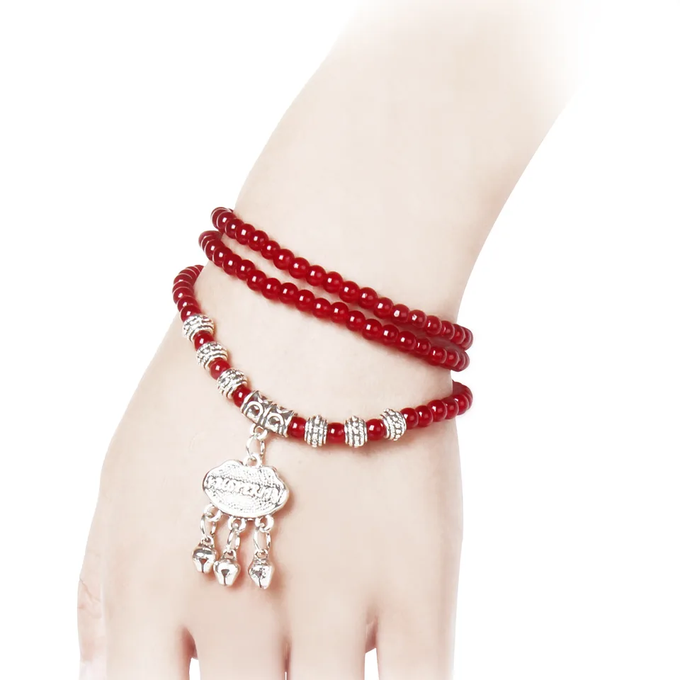 Red Agate Beaded Good Lock Bracelet view 4