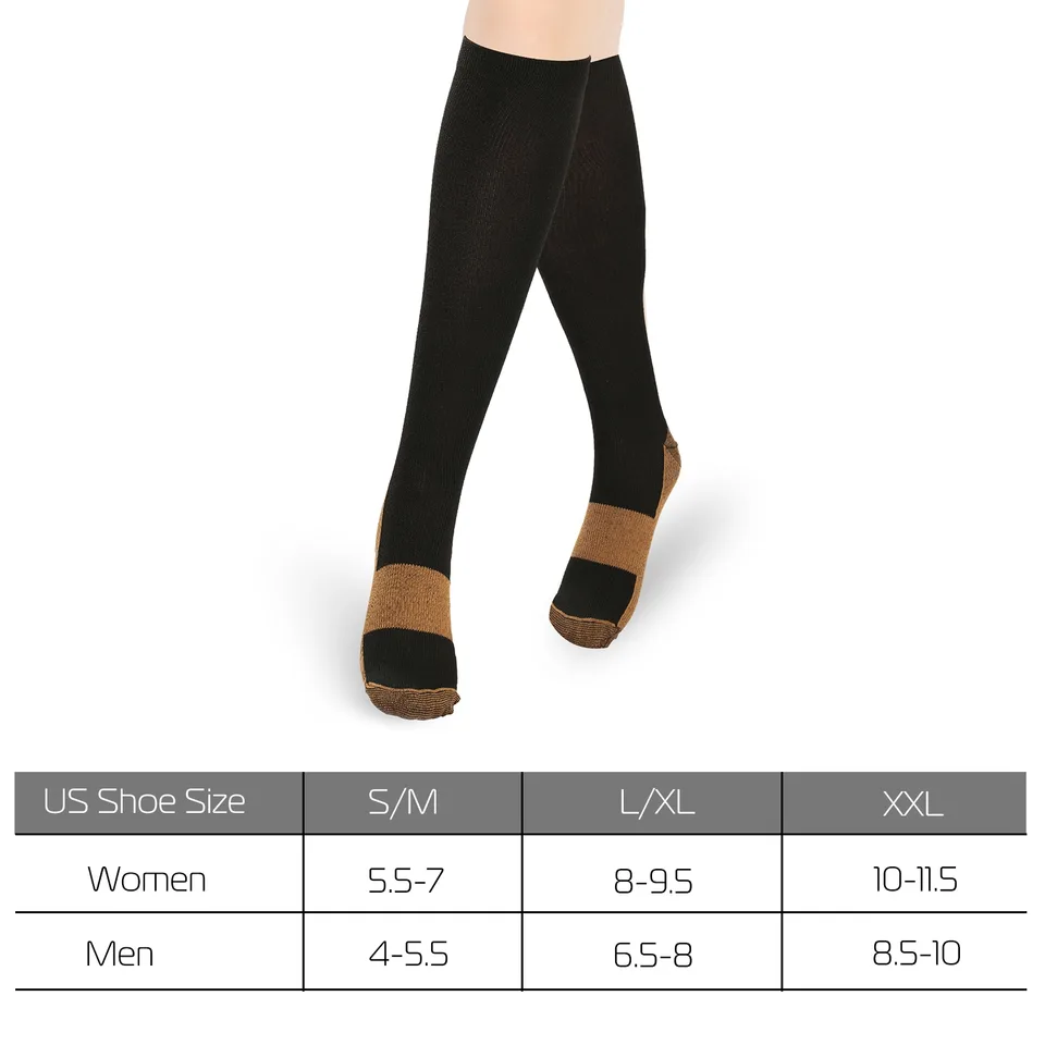 Unisex Copper Compression Socks Women Man Durable Hose Graduated Support Socks For Running Nursing Shin Splints Edema Swelling Recovery view 3