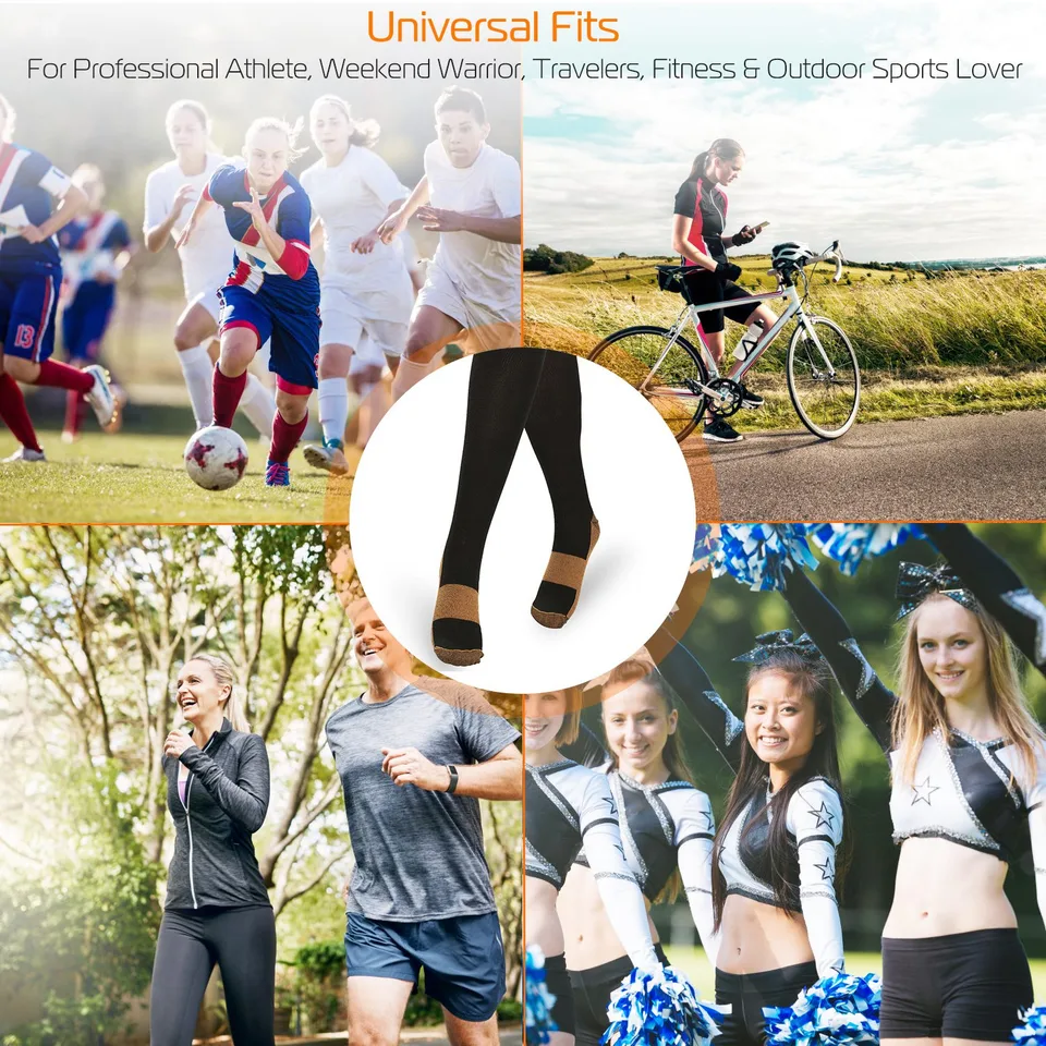 Unisex Copper Compression Socks Women Man Durable Hose Graduated Support Socks For Running Nursing Shin Splints Edema Swelling Recovery view 2