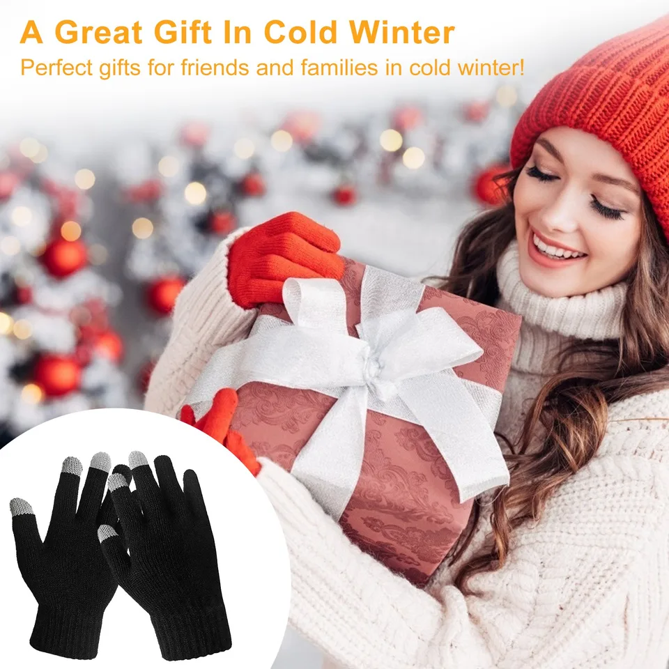Unisex Touch Screen Gloves Full Finger Winter Warm Knitted Gloves For Warmth Running Cycling Camping Hiking view 4