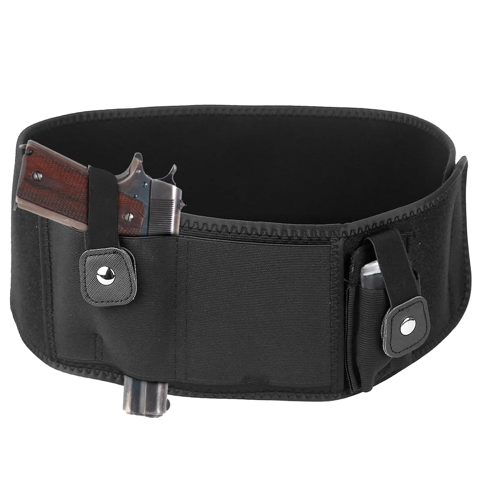 1Pc Belly Band Gun Holster Adjustable Waist Carry Tactical Pistol Pouch Breathable Neoprene Gun Belt Bag view 4