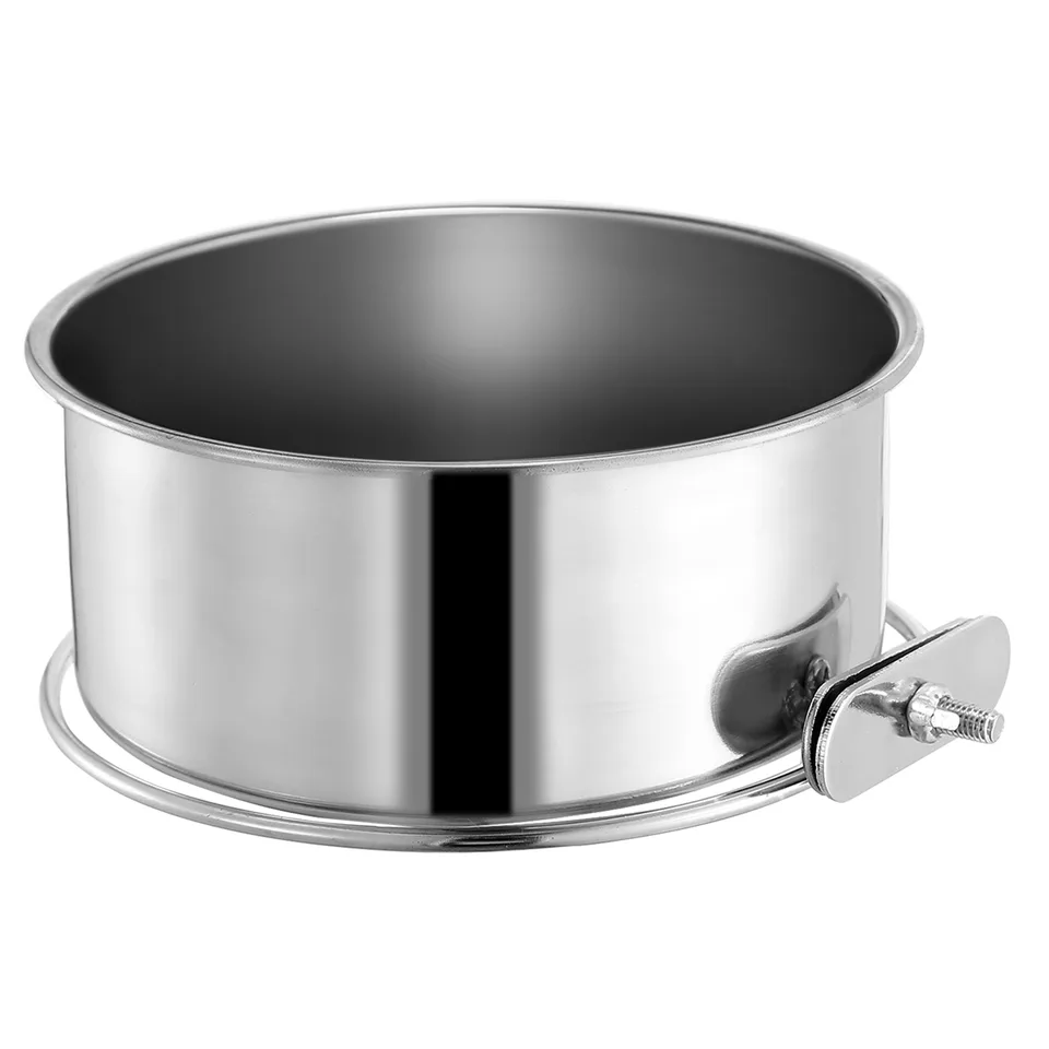 1Pc M Size Stainless Steel Dog Bowl Pets Hanging Food Bowl Detachable Pet Cage Food Water Bowl With Clamp Holder