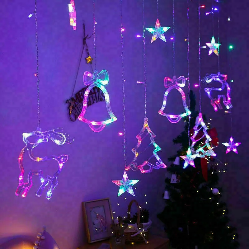 LED Fairy String Window Curtain Lights Star Christmas Xmas Party Home Indoor view 2