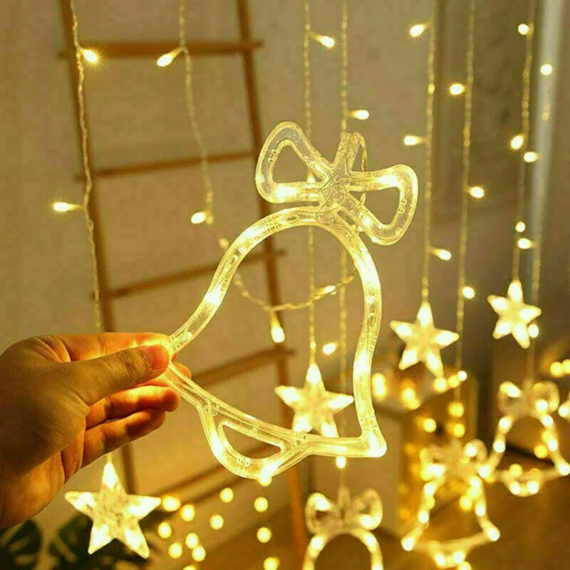 LED Fairy String Window Curtain Lights Star Christmas Xmas Party Home Indoor view 3