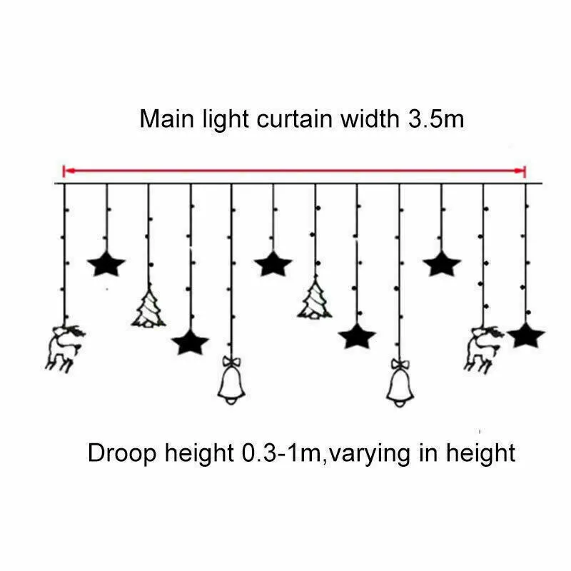 LED Fairy String Window Curtain Lights Star Christmas Xmas Party Home Indoor view 4
