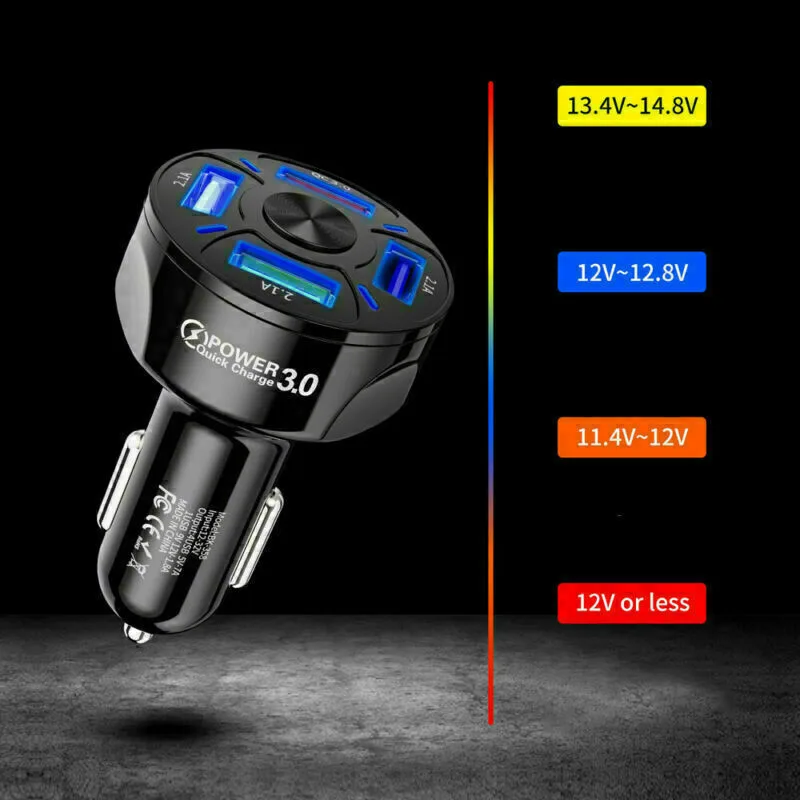In-Car 4Ports USB Car Charge 45W Mini Fast Charging For Phone Charger Adapter view 4