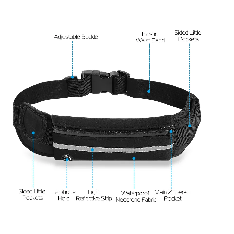 1Pc Sports Waist Bag Running Belt Pack Waterproof Adjustable Waist Pouch view 3