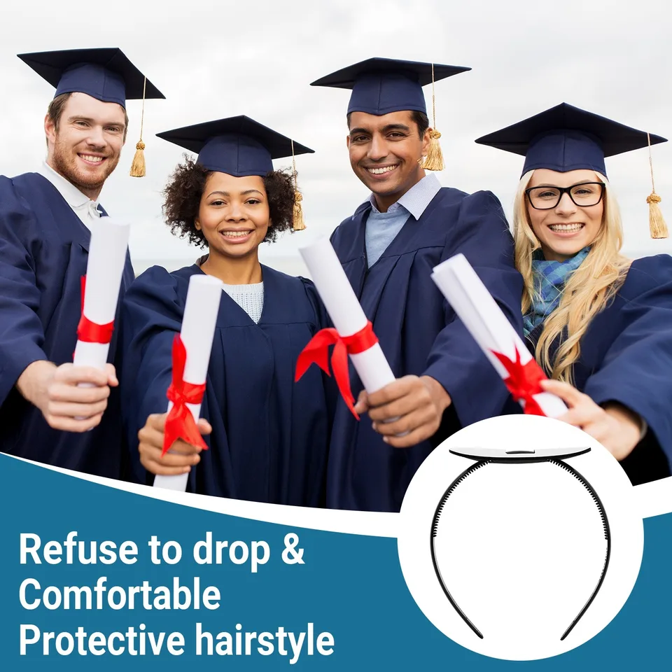 4 Pack Graduation Cap Headband,Grad Cap Band With Adhesive Strip Secures Your Grad Cap Upgrade Insert Hairstyle Hat Accessories Hairband For Graduates Gift view 2