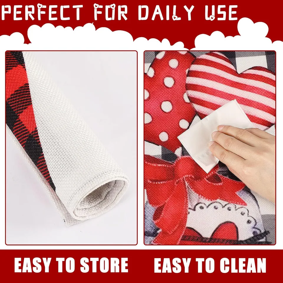 Valentines Day Placemats Set Of 4, 17x12.5 Inches With Gnomes And Hearts Pattern For Holiday Parties And Family Gatherings Clearance Sale view 3