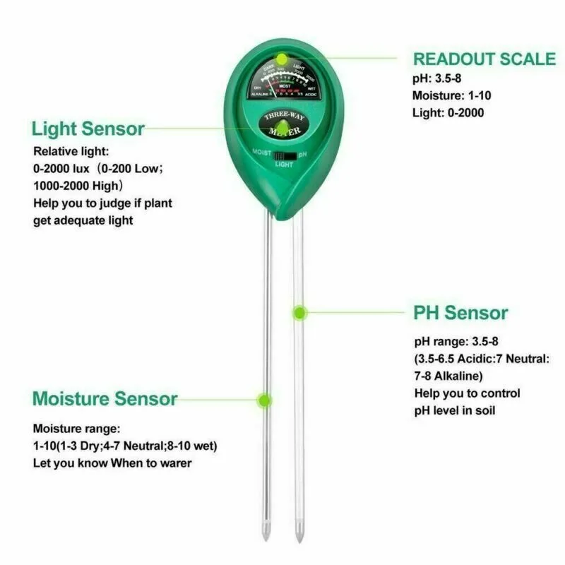 3 In 1 PH Tester Soil Water Light Test Meter For Garden Plant Seeding view 4