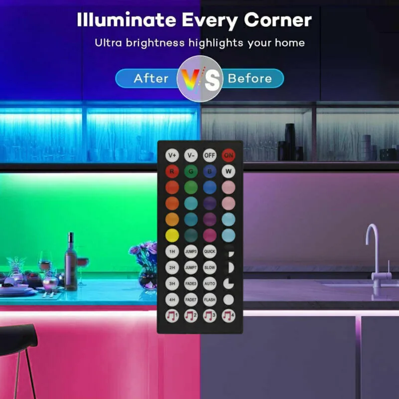 BRAND NEW 5050 RGB LED Strip Bluetooth Remote Lights TV Back Lights For Bar Room view 4