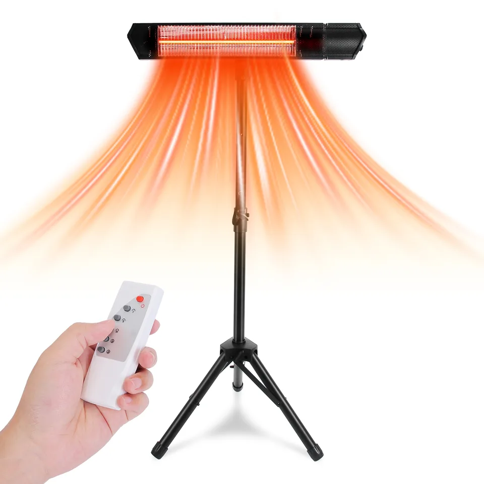 1500W Infrared Heater With Stand Electric Outdoor Patio Heater IP65 Waterproof Tripod Wall Mount With 2 Remotes 3 Heating Levels For Home Restaurant Yard Office Garage view 2