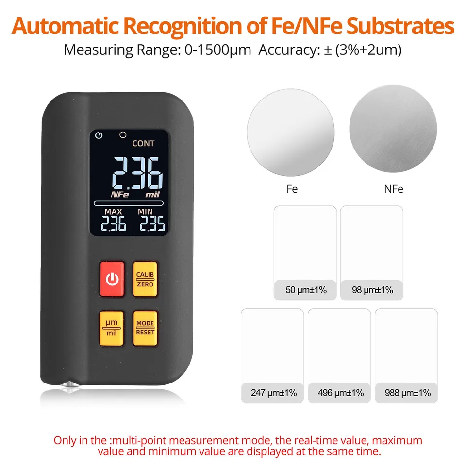 Coating Thickness Gauge Black Color Screen view 3