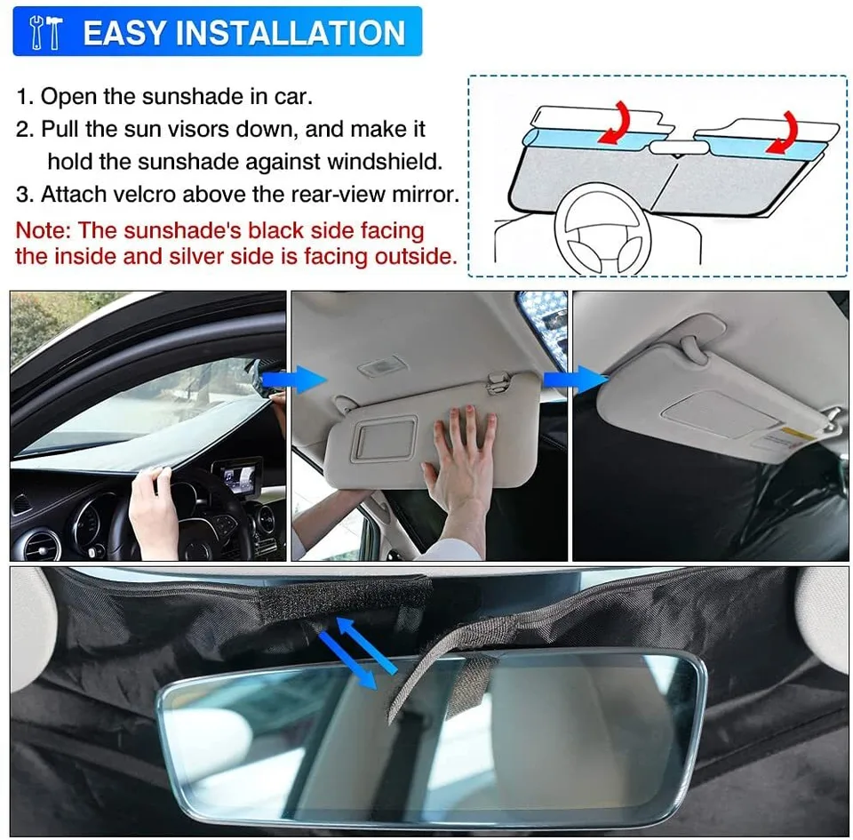 For 2016-2025 Chevy Malibu Car Front Windshield Sun Shade Reflective UVs Cover view 3