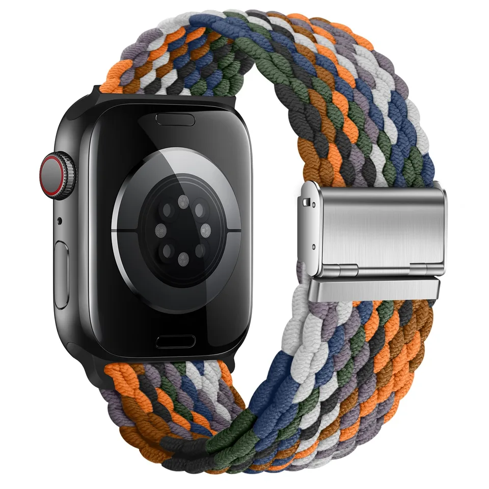 Nepfaivy Compatible With Apple Watch Band - 38mm 40mm 41mm 42mm 44mm 45mm 49mm Braided Stretchy Sport Band For Apple Watch Series SE 8 7 6 5 4 3 2 1, Women Men Nylon Fabric Elastic Loop Breathable Wat
