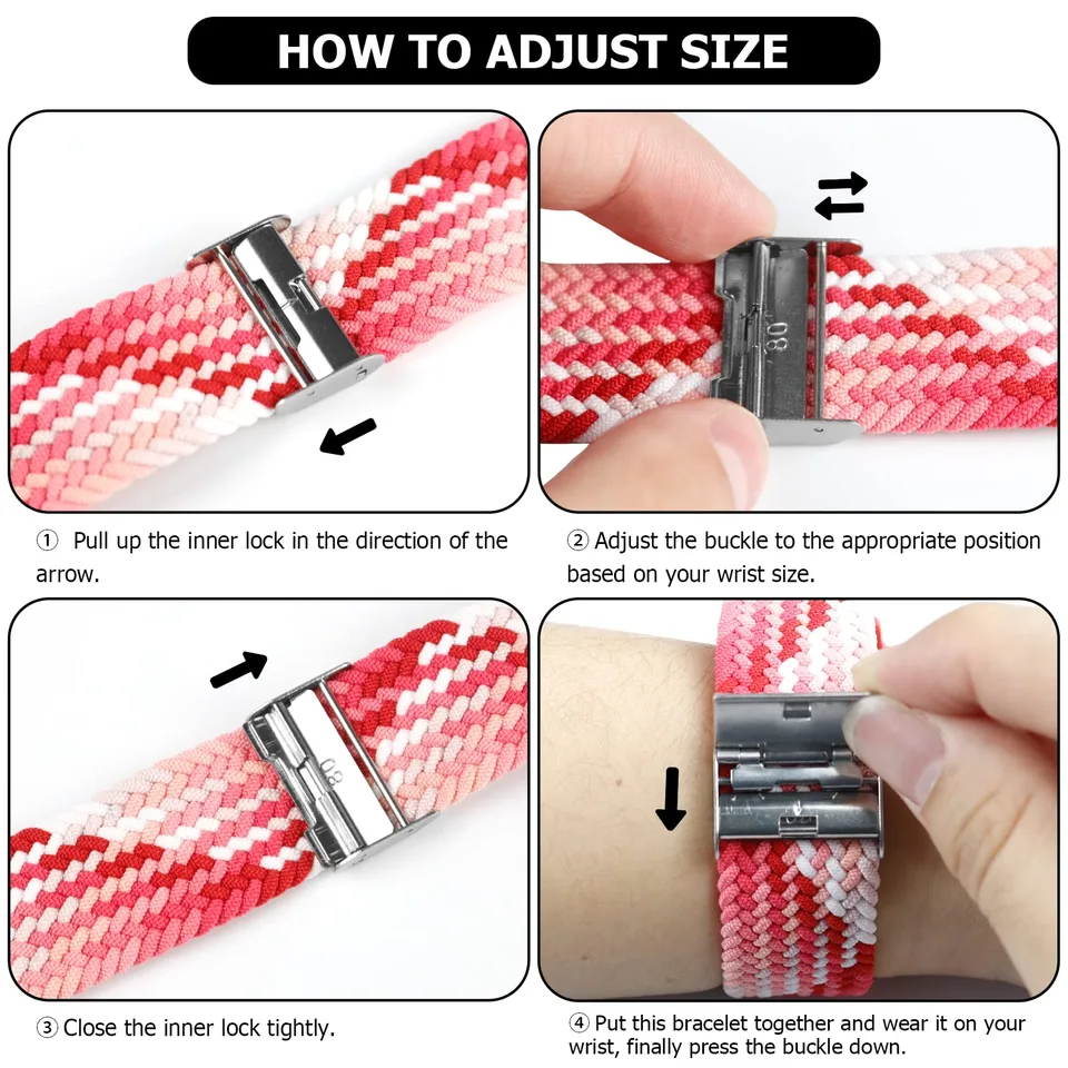 Nepfaivy Compatible With Apple Watch Band - 38mm 40mm 41mm 42mm 44mm 45mm 49mm Braided Stretchy Sport Band For Apple Watch Series SE 8 7 6 5 4 3 2 1, Women Men Nylon Fabric Elastic Loop Breathable Wat view 2