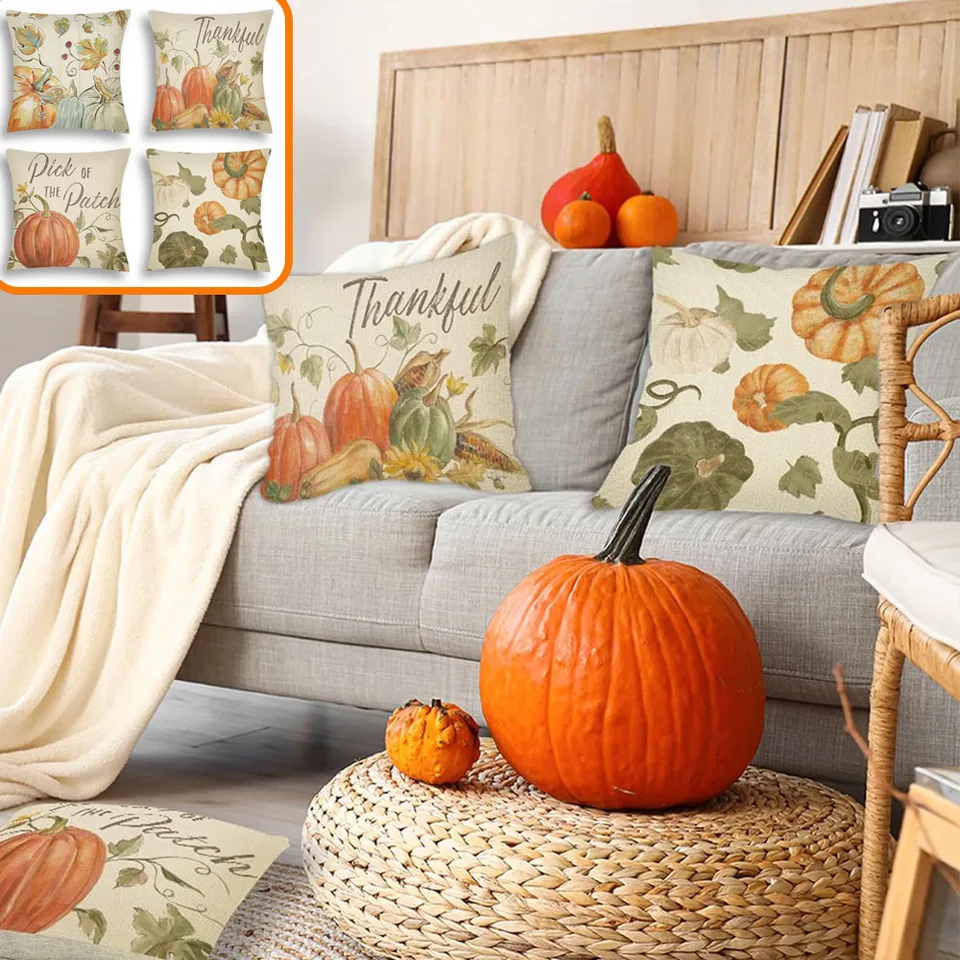 4PCS Thanksgiving Pillow Covers view 4