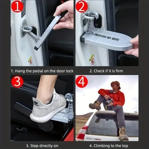 New Foldable Car Roof Rack Step Car Door Step Multifunction Universal Latch Hook Foot Pedal Aluminium Alloy Safety RV Car Accessories view 4