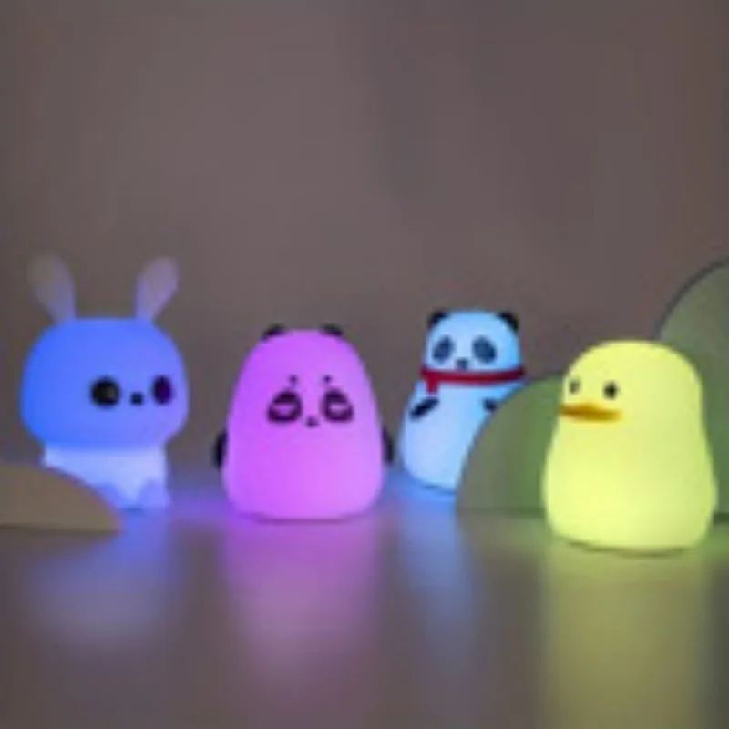 1 LED Bunny,Fat BearStupid Bea,rChestnut Bea,rDuck Night Light,Cute Rainbow Light Changing Silicone Light, Pat Control, USB Charging Soft Silicone Light, Christmas Gift For Girls, Boys Random Color