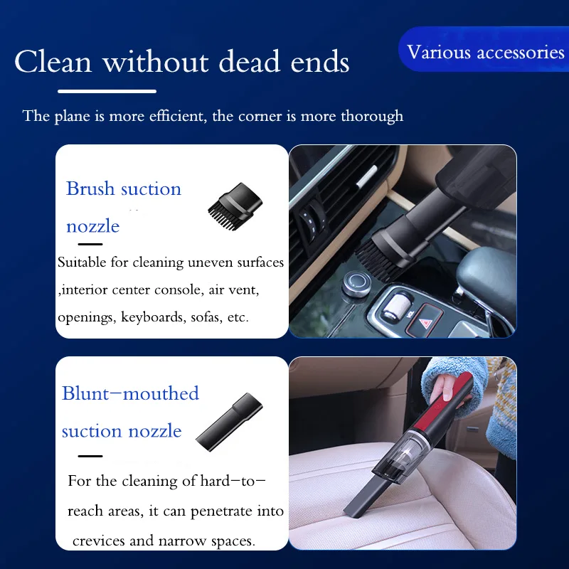 Wired Silver Red Car Vacuum Cleaner Car With Strong Suction Handheld Vacuum Cleaner Small Mini Rechargeable Home Vacuum Cleaner view 3