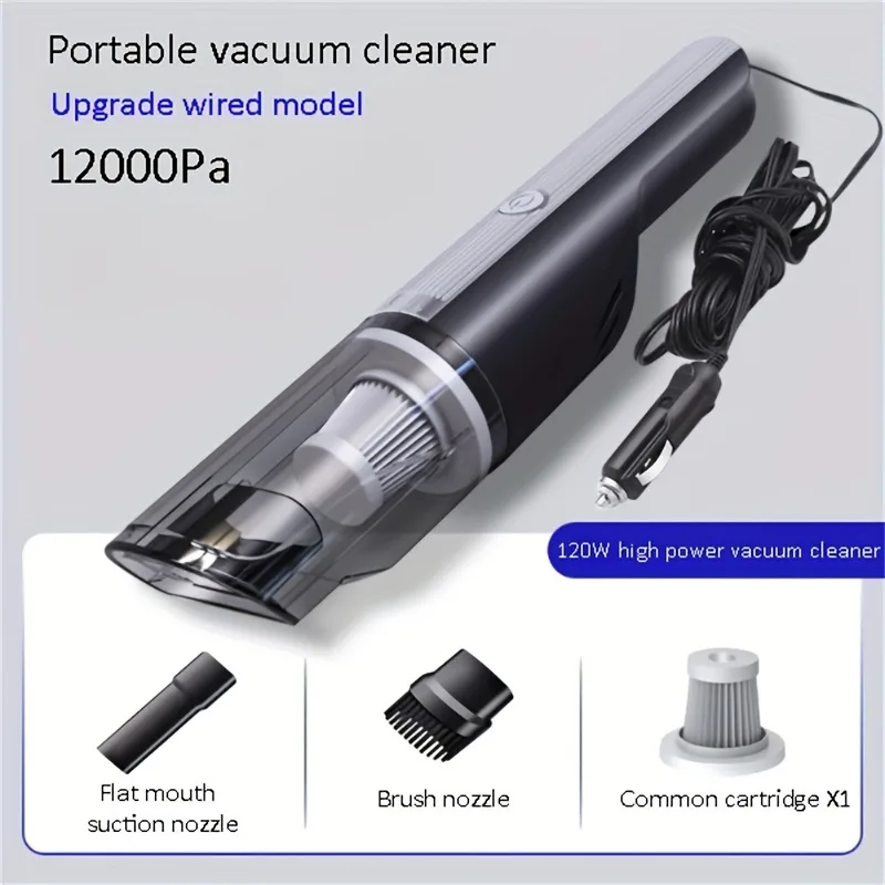 Wired Silver Red Car Vacuum Cleaner Car With Strong Suction Handheld Vacuum Cleaner Small Mini Rechargeable Home Vacuum Cleaner view 2