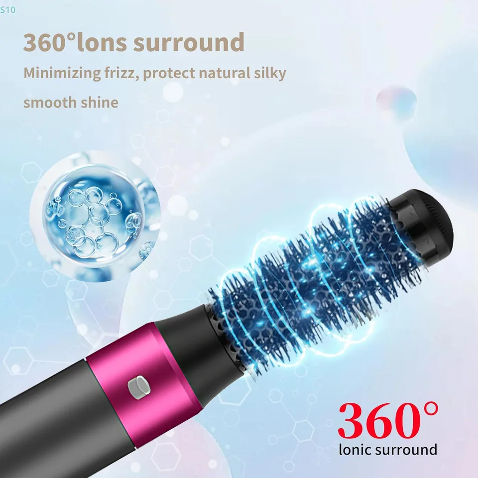 5 In 1 Hair Dryer Brush Kit, Blow Dryer Brush For Drying, Straightening, Volumizing, Curling And Styling Hair - 1000W - Gold view 3