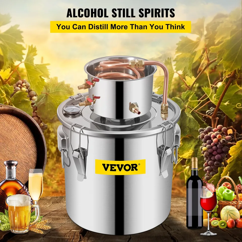 Moonshine Still 9.6Gal 38L, Distillery Kit With Circulating Pump, Alcohol Still Copper Tube, Whiskey Distilling Kit W/Build-In Thermometer, Whiskey Making Kit For DIY Alcohol, Stainless Steel view 2