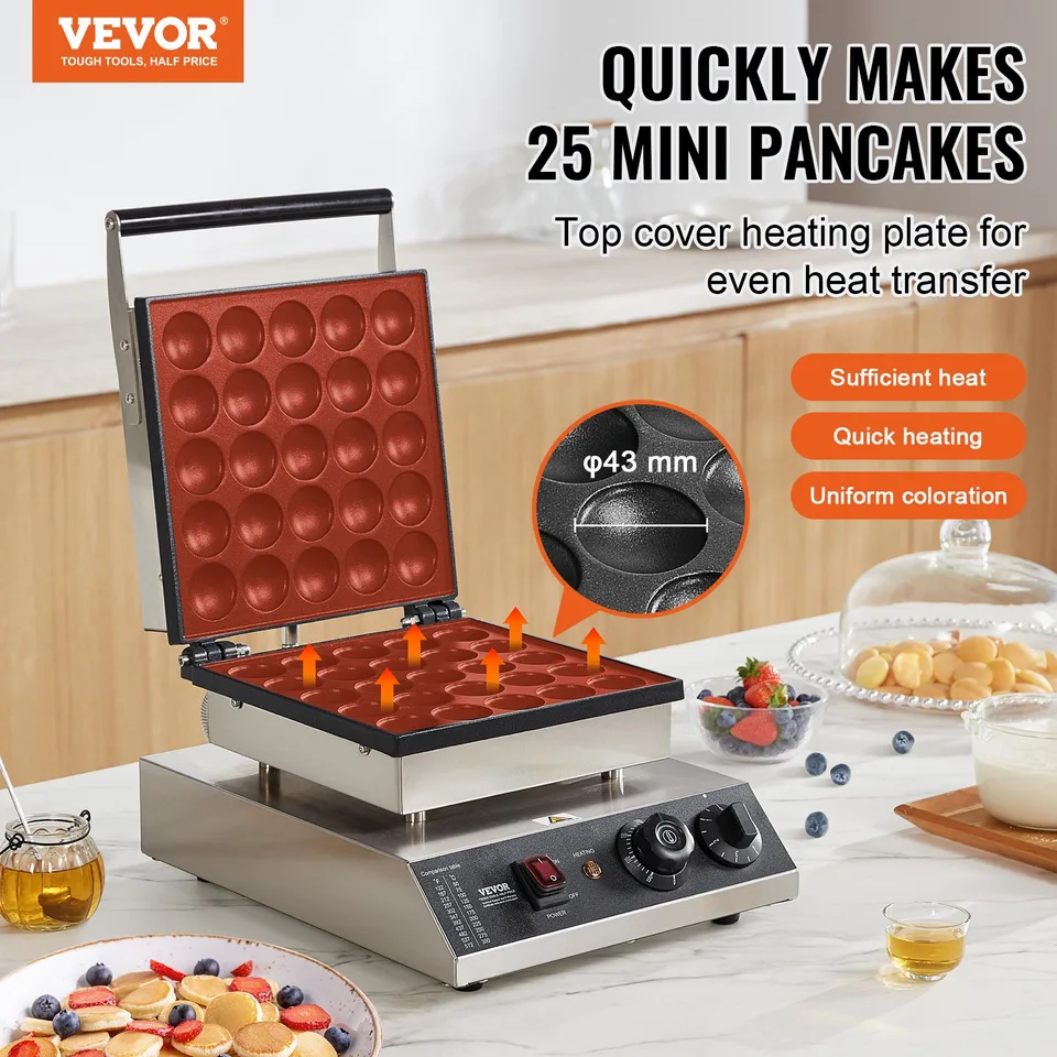 25PCS 43mm Mini Dutch Pancake Maker Commercial Dorayaki Baker 1700W view 2