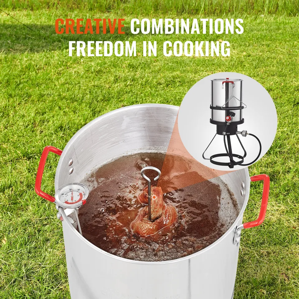 Turkey Deep Fryer, 30-qt Turkey Fryer Boiler Steamer Cooker Set, Outdoor Aluminum Seafood Frying Pot, 54,000 BTU Burner Propane Gas Boiler view 4