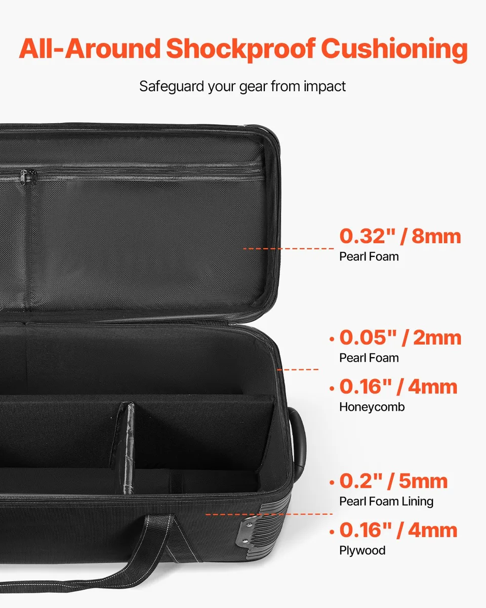 Studio Equipment Trolley Case 35.83 X 11.81 X 14 In Rolling Camera Carrying Bag view 4