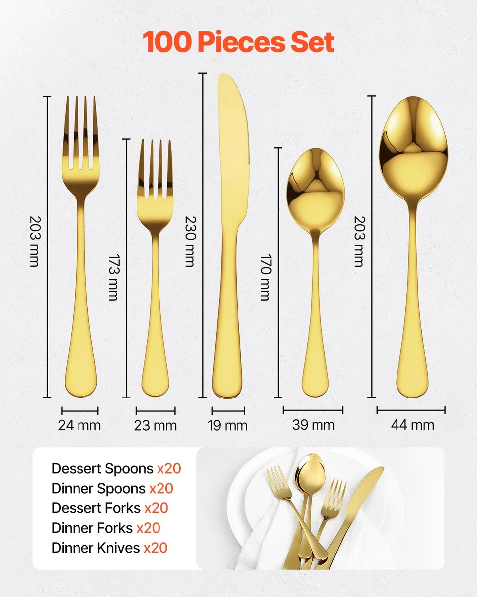 100-Piece Silverware Set Stainless Steel Cutlery Flatware Utensil Kitchen For 20 view 4