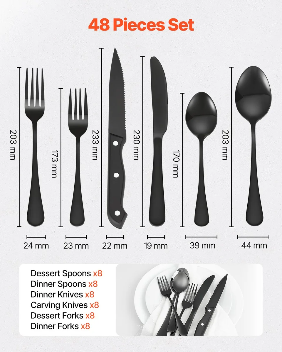 48-Piece Silverware Set Stainless Steel Cutlery Flatware Utensil Kitchen For 8 view 2