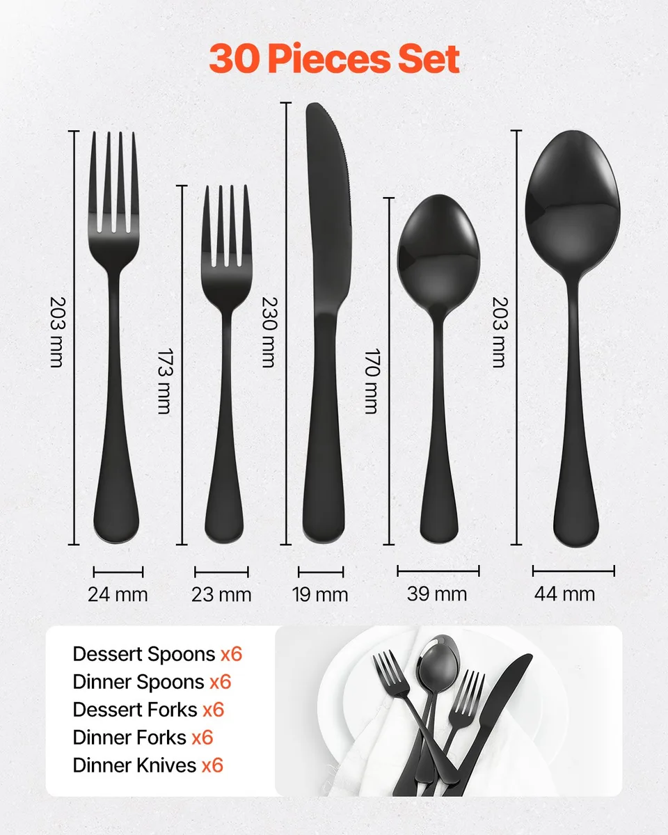 30-Piece Silverware Set Stainless Steel Cutlery Flatware Utensil Kitchen For 6 view 4