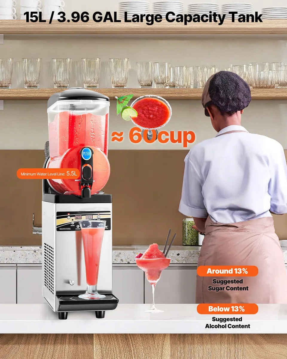Commercial Slushy Machine 15L Margarita Smoothie Frozen Drink Slushie Maker view 3