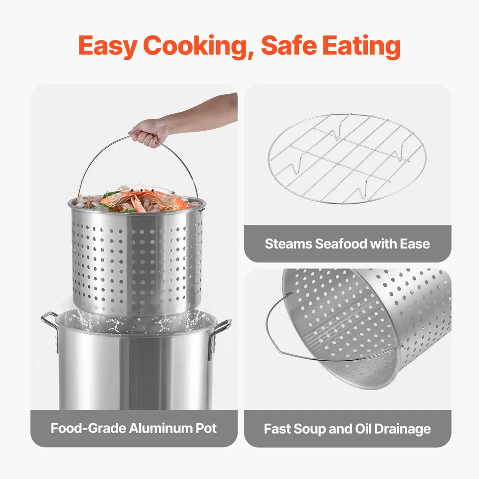 80 Qt Seafood Boiling Kit With Strainer Outdoor Crab Crawfish Cooking Pot view 3