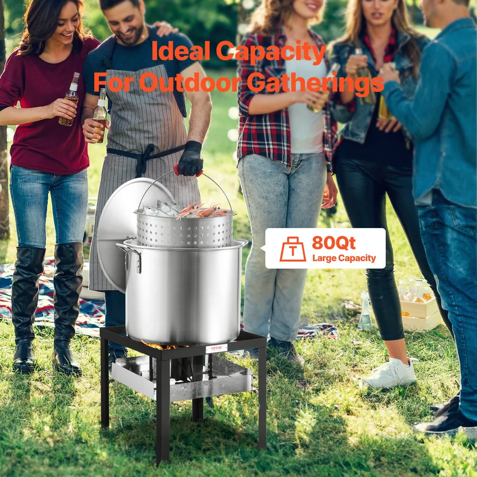 80 Qt Seafood Boiling Kit With Strainer Outdoor Crab Crawfish Cooking Pot view 2